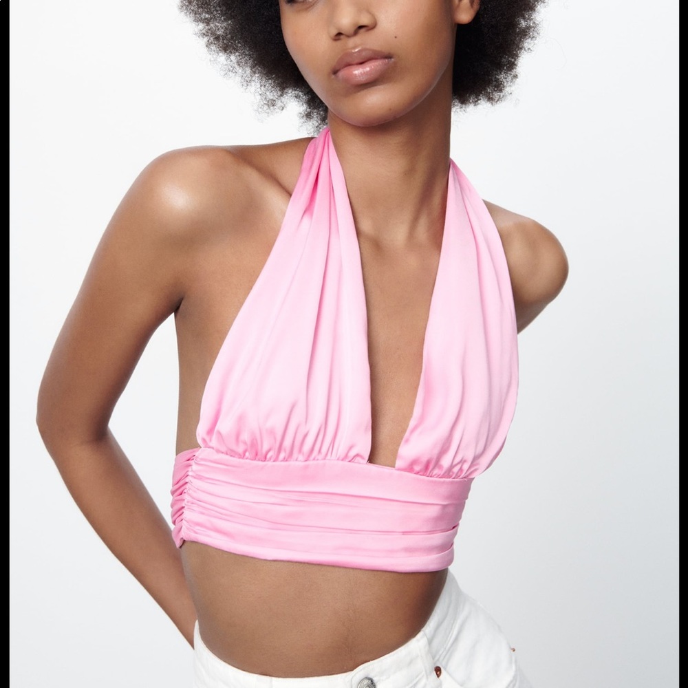 Zara Pink Halter Crop Top